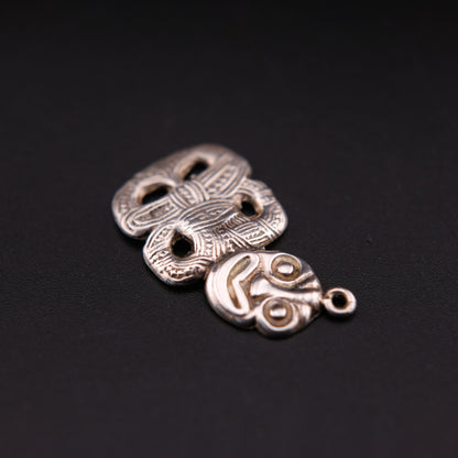 Vintage Sterling Silver Maori Tiki Pendant – Handcrafted Tribal Symbol of Protection