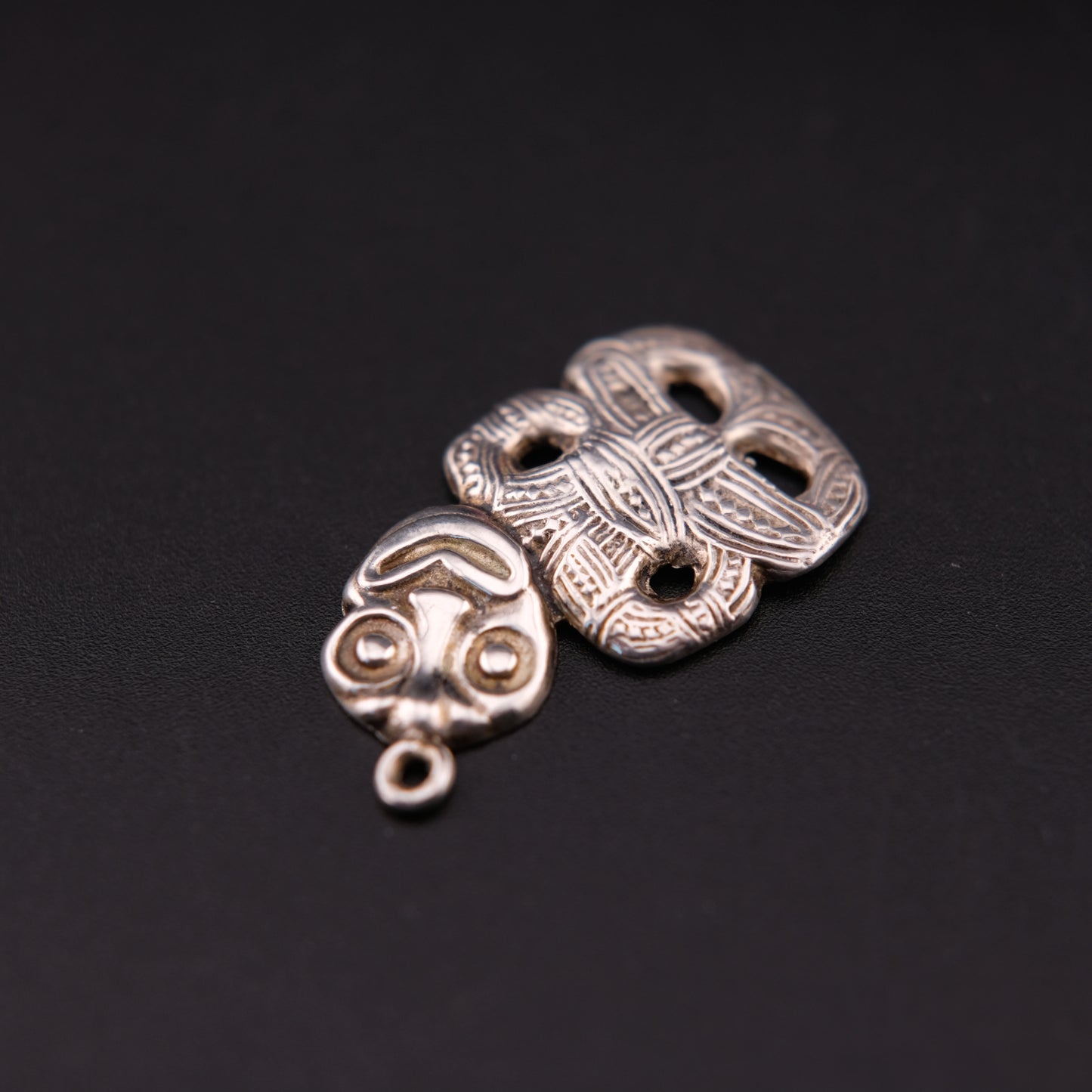 Vintage Sterling Silver Maori Tiki Pendant – Handcrafted Tribal Symbol of Protection