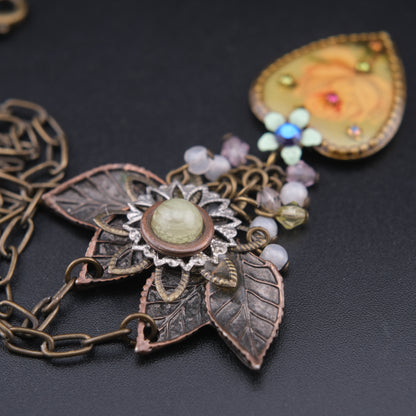 ❤️ Vintage Michal Negrin Heart Pendant Necklace – Floral Romantic Design