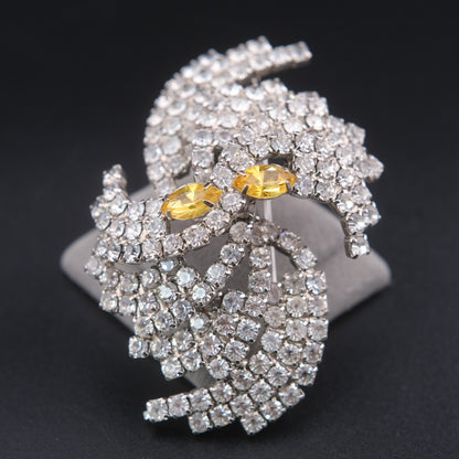 ❤️ Vintage Rhinestone Swirl Brooch with Yellow Accents
