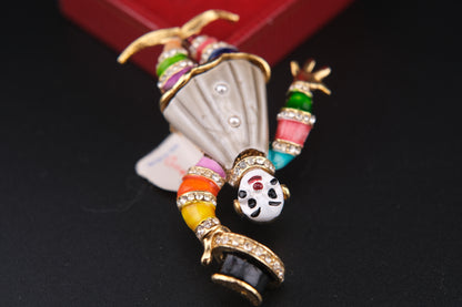 Vintage Clown Brooch – Attributed to Hattie Carnegie – Enamel & Rhinestone – Made in England