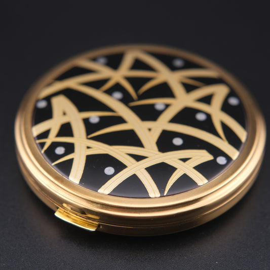 Vintage Shiseido Powder Compact – Black & Gold Art Deco Design