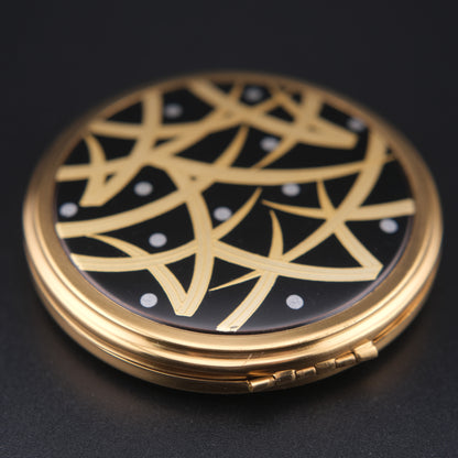 Vintage Shiseido Powder Compact – Black & Gold Art Deco Design