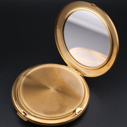 Vintage Shiseido Embroidered Powder Compact – Gold-Tone Case with Original Box
