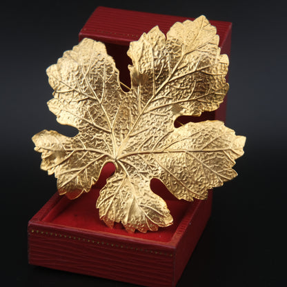 KENZO Vintage Gold-Tone Textured Maple Leaf Brooch – Paris Signed Statement Pin
