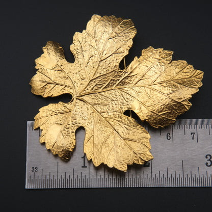KENZO Vintage Gold-Tone Textured Maple Leaf Brooch – Paris Signed Statement Pin