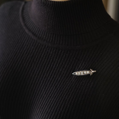 ❤️ Sterling Silver Pearl Pea Pod Brooch – MFA 925