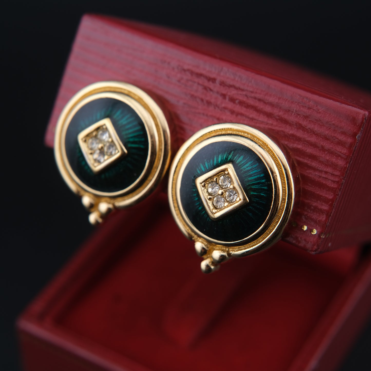 BURBERRYS Vintage Enamel with Gold Plated Clip on Earrings