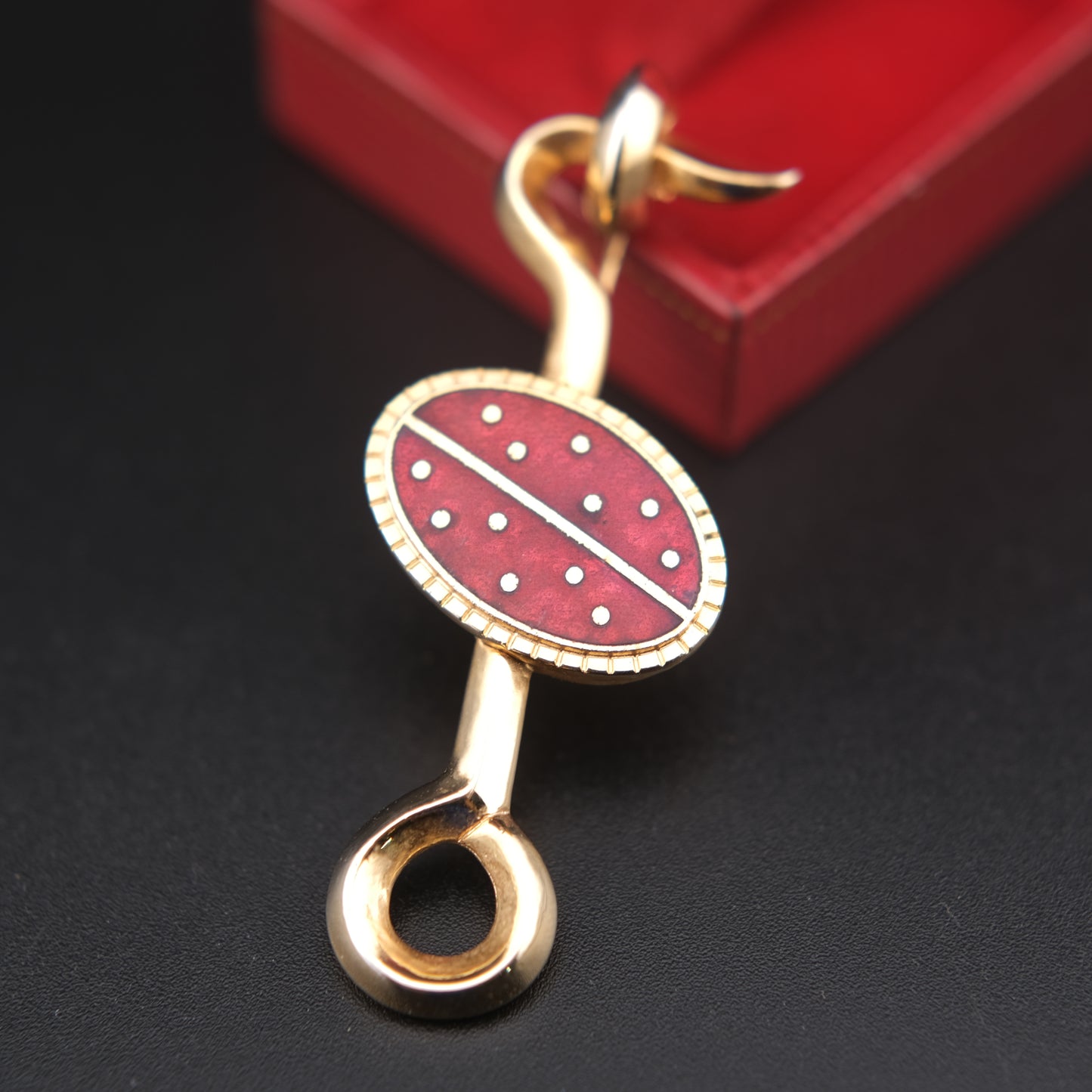 Vintage Red Enamel & Gold-Tone Brooch – Ladybug Inspired Design