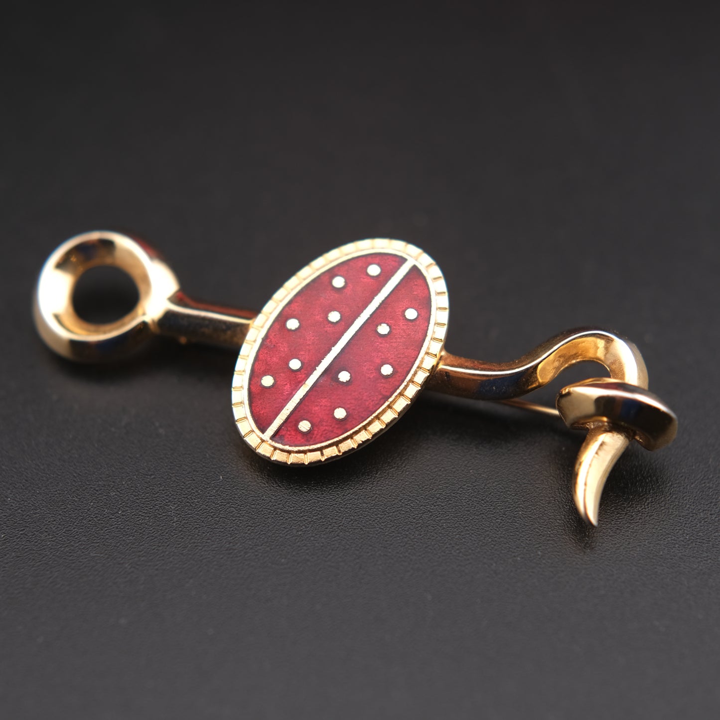 Vintage Red Enamel & Gold-Tone Brooch – Ladybug Inspired Design