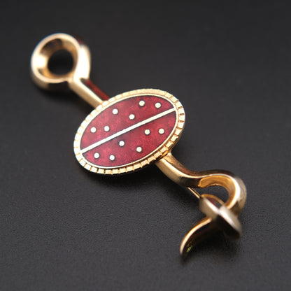 Vintage Red Enamel & Gold-Tone Brooch – Ladybug Inspired Design