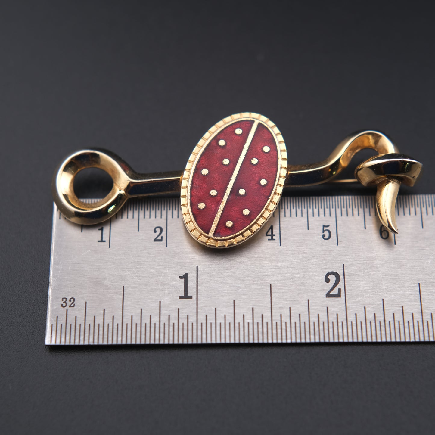 Vintage Red Enamel & Gold-Tone Brooch – Ladybug Inspired Design