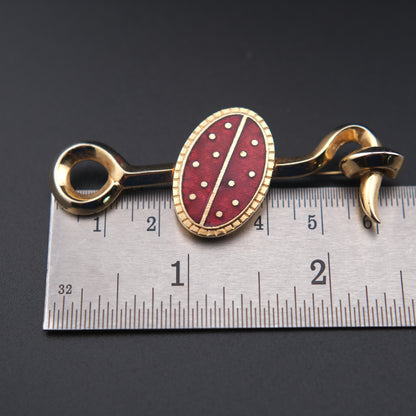 Vintage Red Enamel & Gold-Tone Brooch – Ladybug Inspired Design