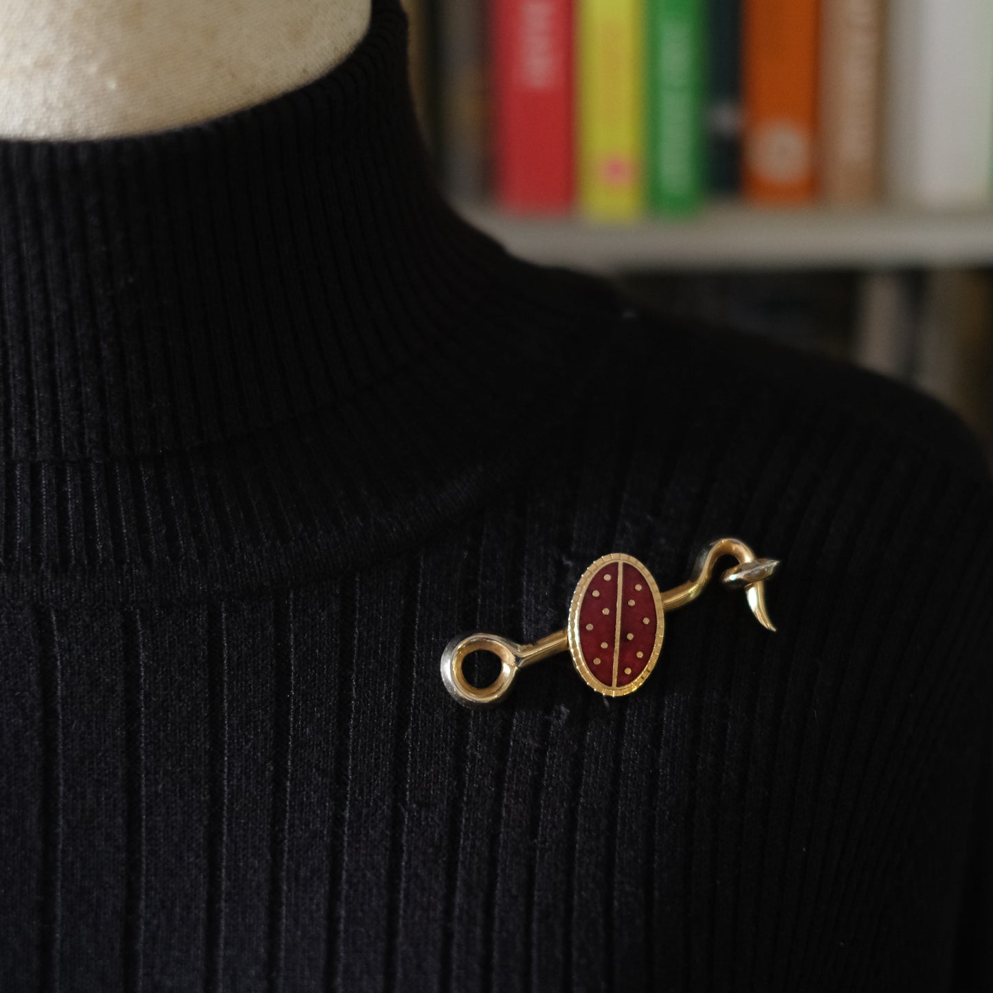 Vintage Red Enamel & Gold-Tone Brooch – Ladybug Inspired Design