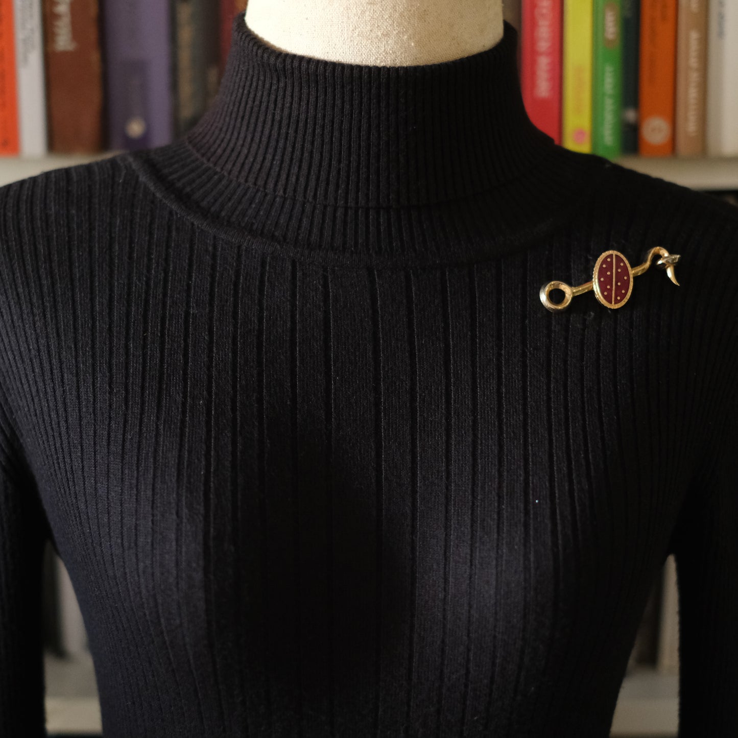 Vintage Red Enamel & Gold-Tone Brooch – Ladybug Inspired Design