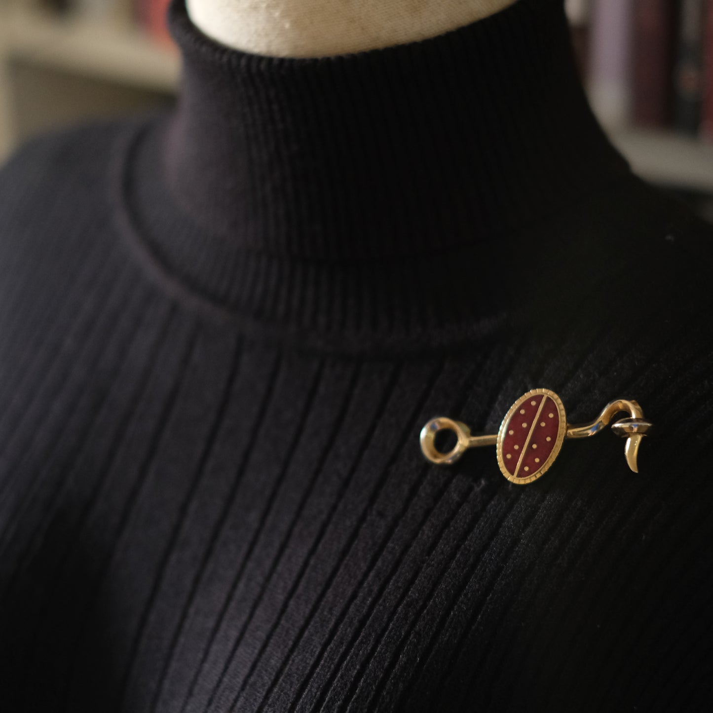 Vintage Red Enamel & Gold-Tone Brooch – Ladybug Inspired Design