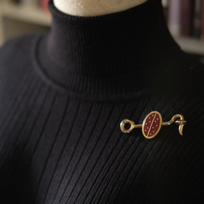 Vintage Red Enamel & Gold-Tone Brooch – Ladybug Inspired Design