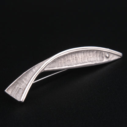 ❤️ Vintage Silver Fish Brooch | Sculptural Modernist Animal Design