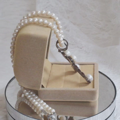 ❤️ Vintage 925 Silver Pearl Garnet Cross Necklace 16"