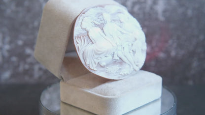 ❤️ Large Vintage Hand Carved Shell Cameo – Signed Artist – Mythological Scene with Cherubs – 3" Collector Cameo