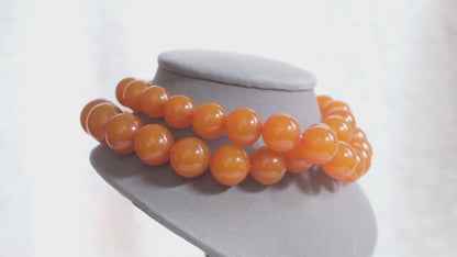 ❤️ Vintage Pressed Amber Graduated Bead Necklace Honey Orange 25"