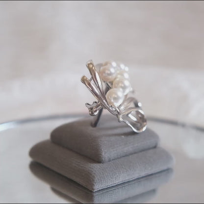 ❤️ Vintage Mikimoto Sterling Silver Brooch with Akoya Pearls – Ribbon Design, Japan