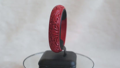 ❤️ Vintage Cinnabar Double Dragon Carved Bangle