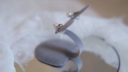 ❤️Mikimoto 6.5mm Pearl Stud Earrings Silver with Box