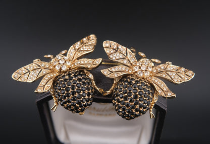 Ciner New York Gold Plated 100th Anniversary Bee Clip-on Earrings