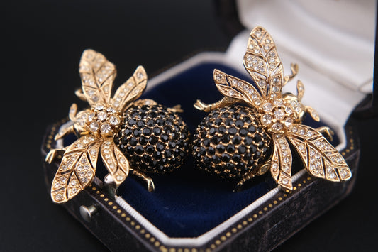 Ciner New York Gold Plated 100th Anniversary Bee Clip-on Earrings