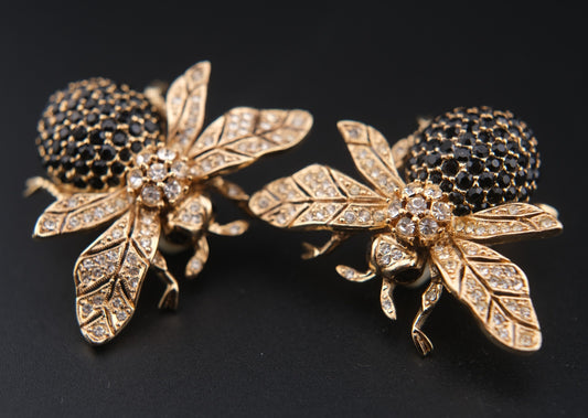 Ciner New York Gold Plated 100th Anniversary Bee Clip-on Earrings
