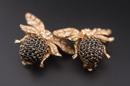 Ciner New York Gold Plated 100th Anniversary Bee Clip-on Earrings