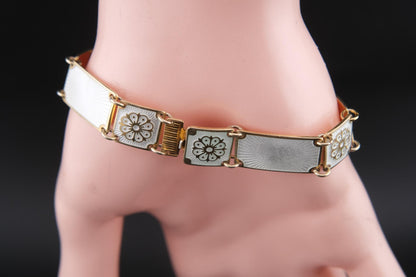 Vintage David-Andersen White Guilloché Enamel Bracelet – Gold Vermeil over Sterling Silver