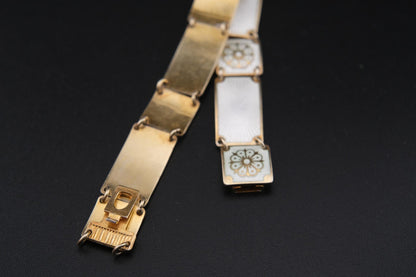 Vintage David-Andersen White Guilloché Enamel Bracelet – Gold Vermeil over Sterling Silver