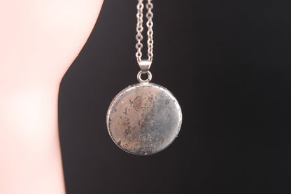 Vintage Toshikane Cherry Blossom Pendant Necklace – Japanese Porcelain with Sterling Silver Chain