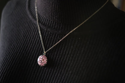 Vintage Toshikane Cherry Blossom Pendant Necklace – Japanese Porcelain with Sterling Silver Chain