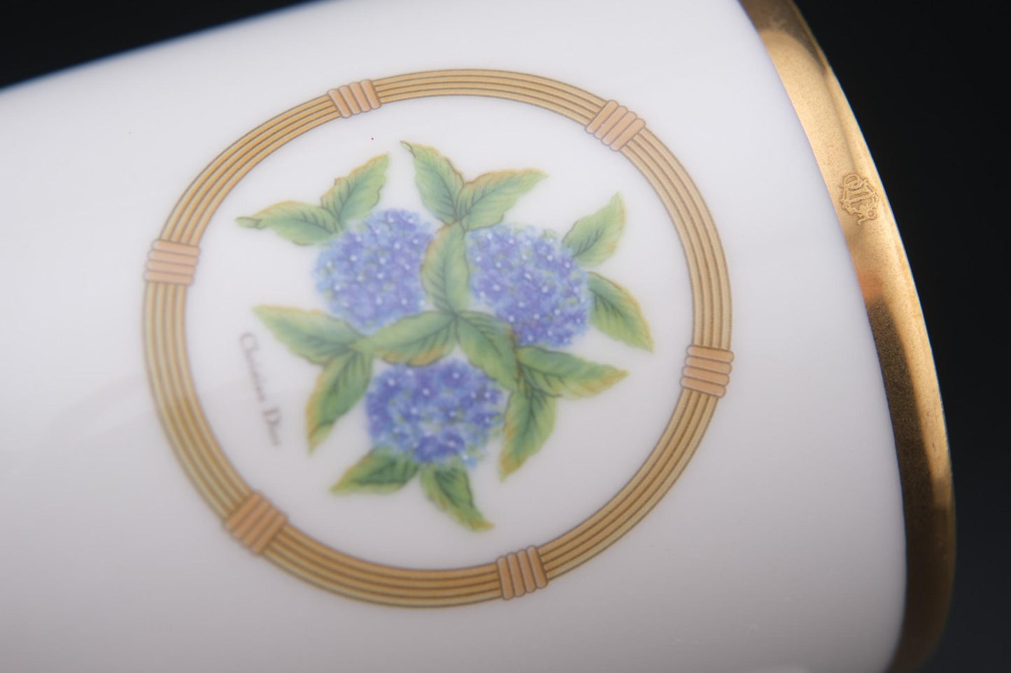 ❤️ Christian Dior "Hortensia" Porcelain Mug – Gold Trim – Vintage