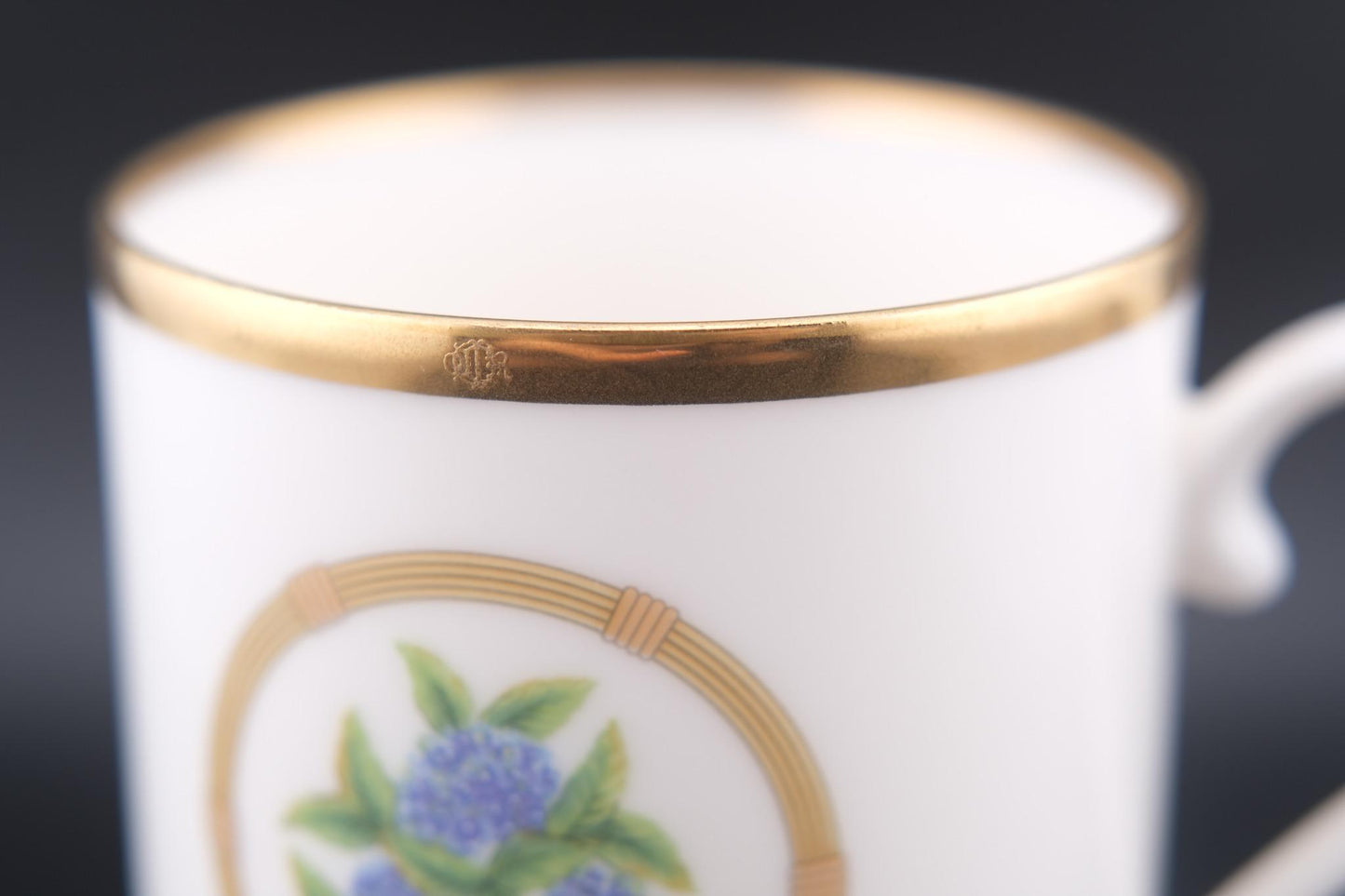 ❤️ Christian Dior "Hortensia" Porcelain Mug – Gold Trim – Vintage