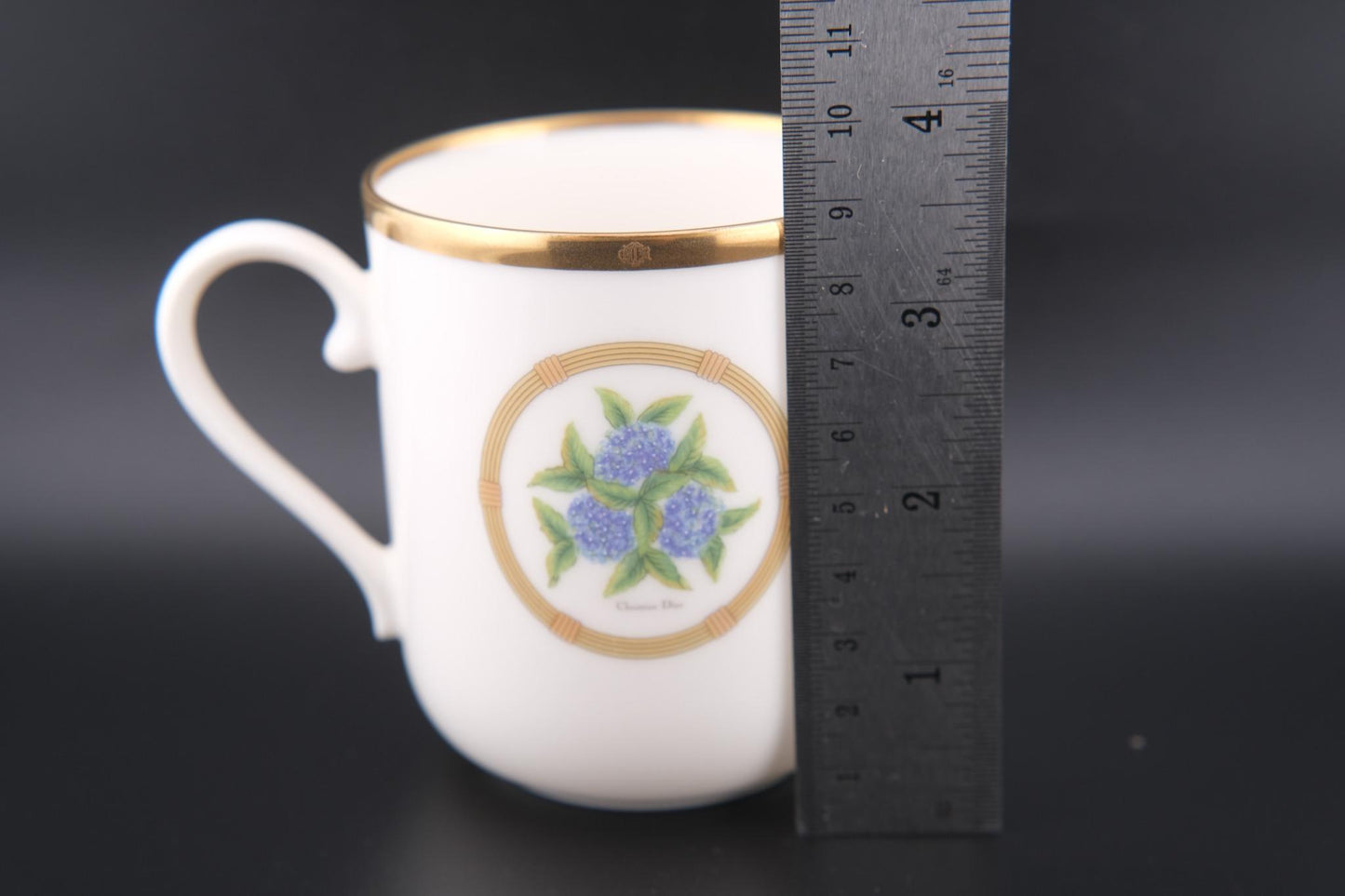 ❤️ Christian Dior "Hortensia" Porcelain Mug – Gold Trim – Vintage